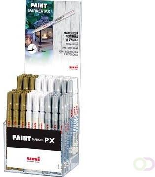 Uni-Ball Posca paintmarker PX-21 display van 60 stuks in geassorteerde kleuren (goud zilver wit)