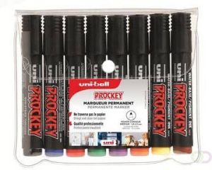 Uni-Ball Uni marker voor flipchart Prockey PM-122 etui met 8 stuks geassorteerde kleuren