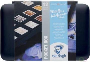 Van Gogh aquarelverf pocketbox met 12 napjes metallic- en interference kleuren