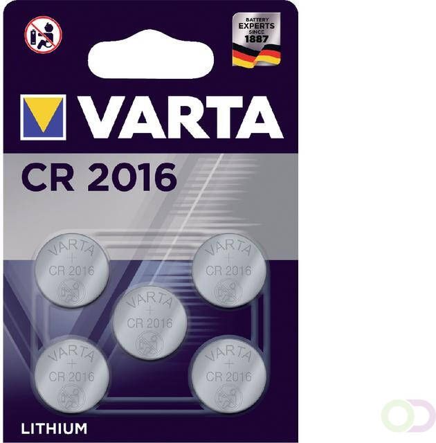 Varta Batterij knoopcel CR2016 lithium blister Ã  5stuk
