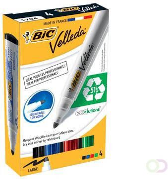Velleda Bic whiteboardmarker 1701 doos van 4 stuks in geassorteerde kleuren