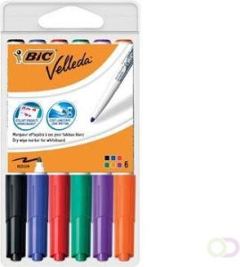Velleda Bic whiteboardmarker 1741 in geassorteerde kleuren etui van 6 stuks