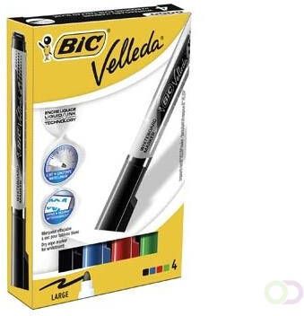 Velleda Bic Whiteboardmarker Liquid Ink Tank doos van 4 stuks in geassorteerde kleuren