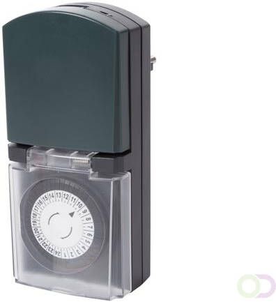 Velleman Analoge timer mechanisch 230 V 16 A 3680 W IP44 voor gebruik buitenshuis Franse aarding type E zwart