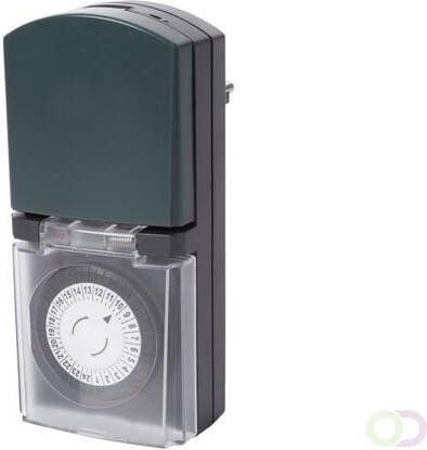 Velleman Analoge timer mechanisch 230 V 16 A 3680 W IP44 voor gebruik buitenshuis Duitse aarding type F zwart