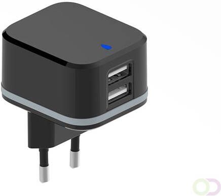 Velleman COMPACTE LADER MET 2 USB-AANSLUITINGEN 5 V 3.4 A max. ( 2.4 1 A ) 17 W max.