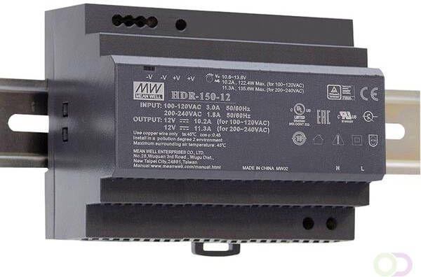 Velleman INDUSTRIAL DIN RAIL POWER SUPPLY SINGLE OUTPUT 150 W 12 V