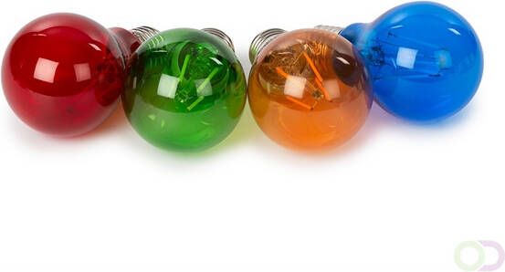 Velleman SET LED-GLOEILAMPEN A60 GEKLEURD GLAS 4 st. ROOD GROEN BLAUW ORANJE