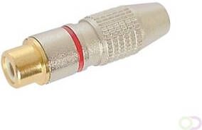 Velleman VROUWELIJKE RCA PLUG VERGULD CONTACT ROOD