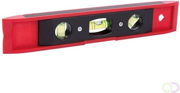 Compacte plastic waterpas met 3 libellen magnetisch en handig zakformaat 23 cm