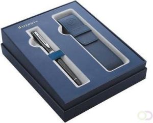 Waterman giftbox vulpen Expert black met palladium detail + blauw penzakje
