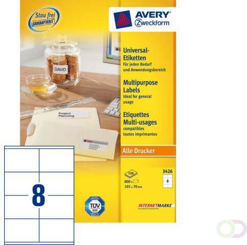 Avery Zweckform Etiket 3426 105x70mm wit 800stuks