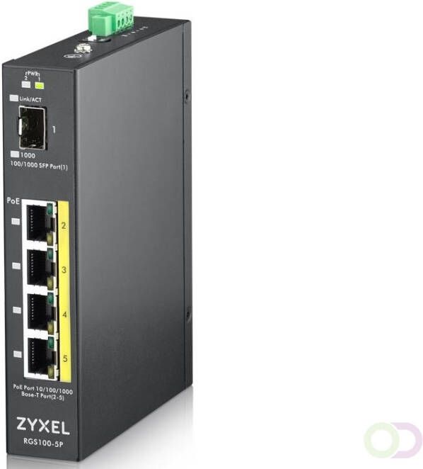 ZyXEL RGS100-5P Unmanaged L2 Gigabit Ethernet (10 100 1000) Power over Ethernet (PoE) Zwart (RGS100-5P-ZZ0101F)