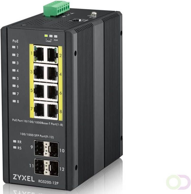 ZyXEL RGS200-12P Managed L2 Gigabit Ethernet (10 100 1000) Power over Ethernet (PoE) Zwart (RGS200-12P-ZZ0101F)