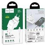 Hoco N2 Vigour Compacte USB Oplader + USB Lightning oplader Wit (N2LW) - Foto 1