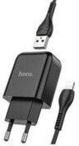 Hoco N2 Vigour Compacte USB Oplader + USB Lightning oplader Zwart