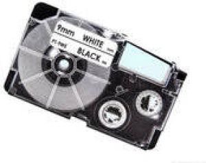 Huismerk Casio XR-9WE Labeltape 9mm Zwart op Wit