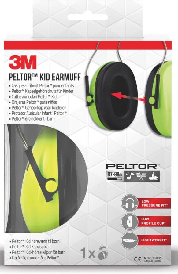 3M Oorkap Peltor voor kinderen H510AK (87-98 dB) neongroen