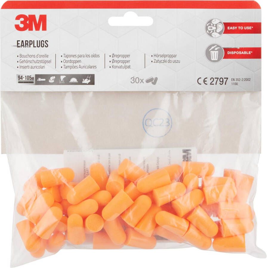 3M oordoppen 1100 geluidsdemping to 35 dB blister van 30 stuks