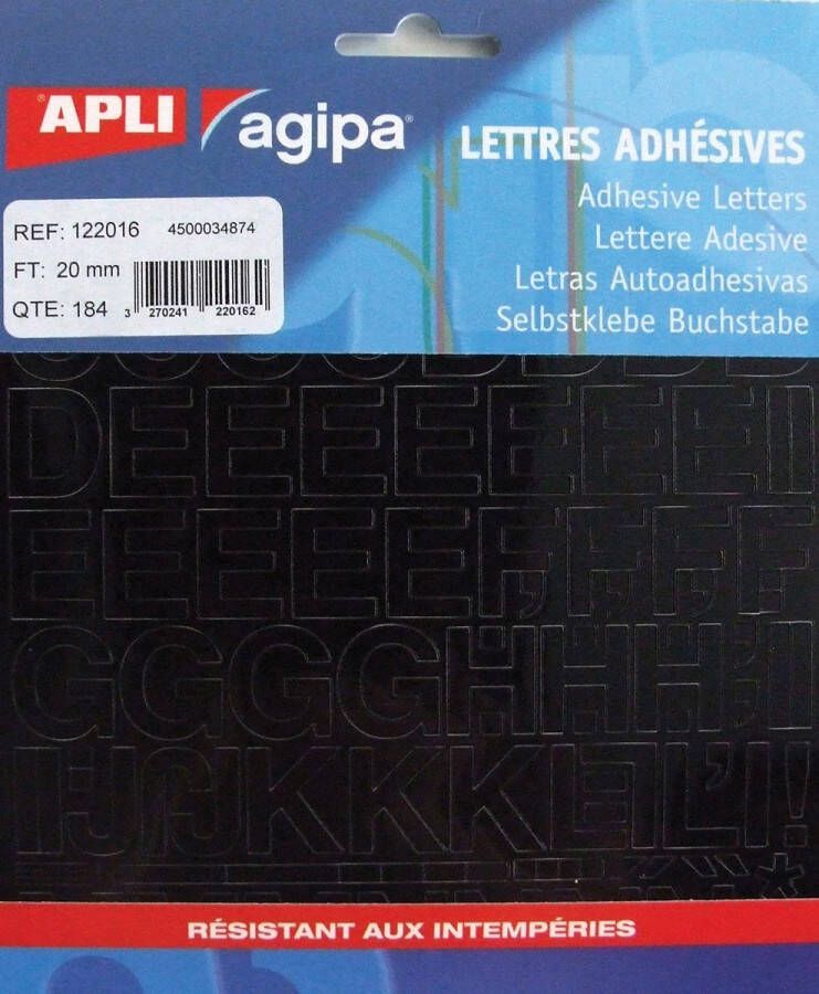 Agipa etiketten cijfers en letters letterhoogte 20 mm 184 letters