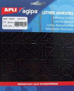 Agipa etiketten cijfers en letters letterhoogte 30 mm 214 cijfers