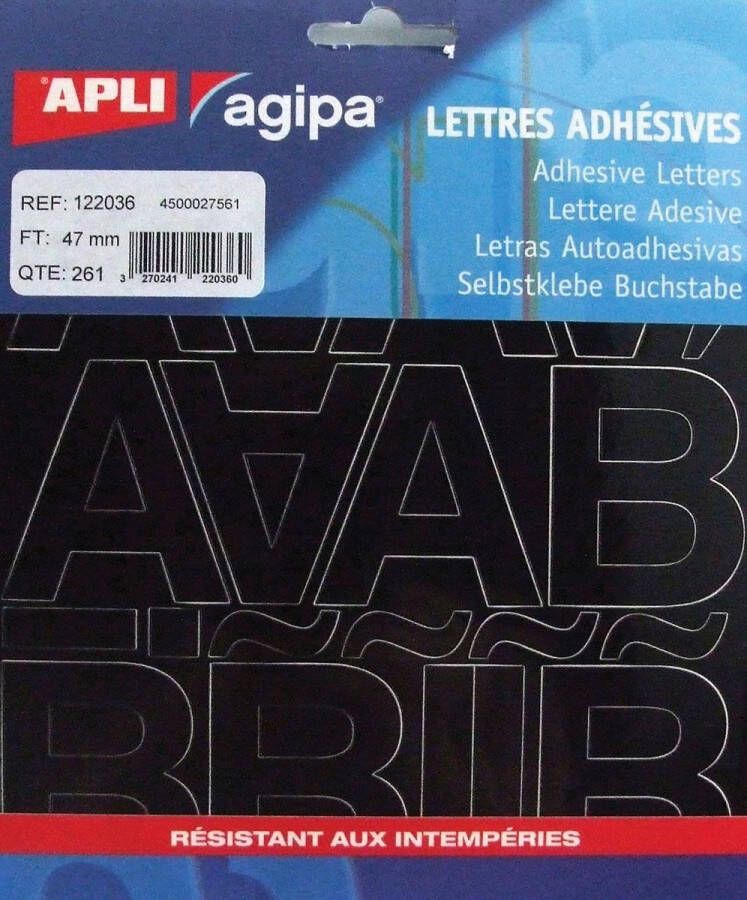 Agipa etiketten cijfers en letters letterhoogte 47 mm 261 letters