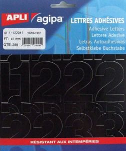 Agipa etiketten cijfers en letters letterhoogte 47 mm 286 cijfers