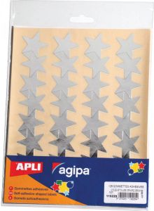 Agipa metallic stickers blister met 128 stuks goud en zilver ster 35 mm