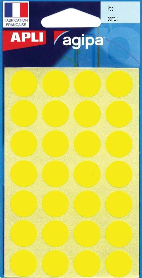 Agipa ronde etiketten in etui diameter 15 mm geel 168 stuks 28 per blad