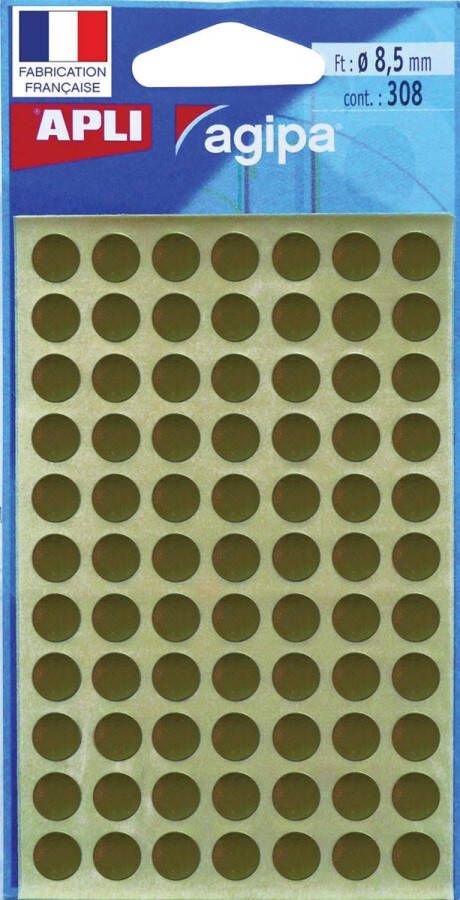 Agipa ronde etiketten in etui diameter 8 mm goud 308 stuks 77 per blad