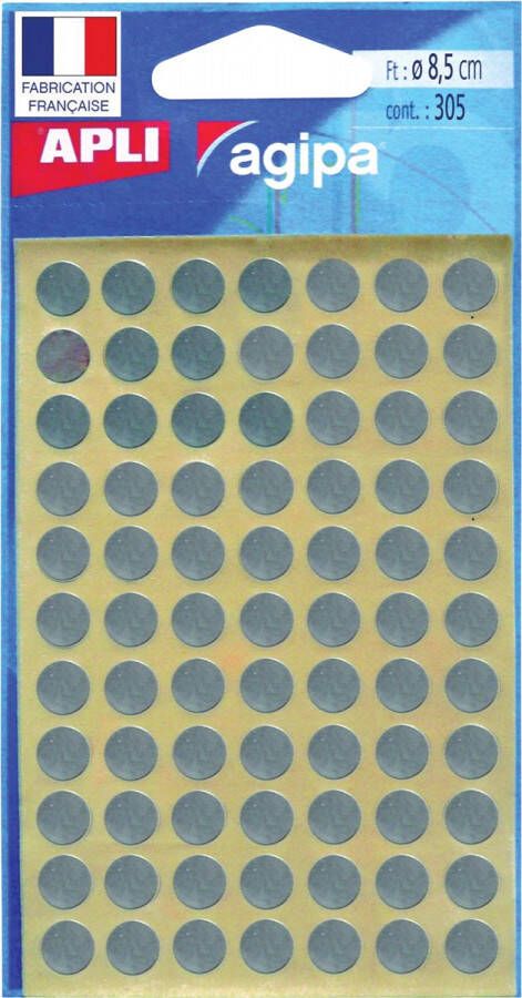 Agipa ronde etiketten in etui diameter 8 mm, zilver, 308 stuks, 77 per blad online kopen