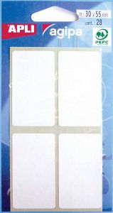 Agipa witte etiketten in etui ft 30 x 55 mm (b x h) 28 stuks 4 per blad