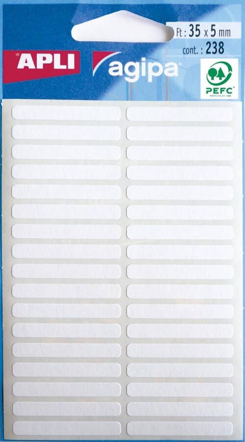 Agipa witte etiketten in etui ft 5 x 35 mm (b x h) 238 stuks 34 per blad