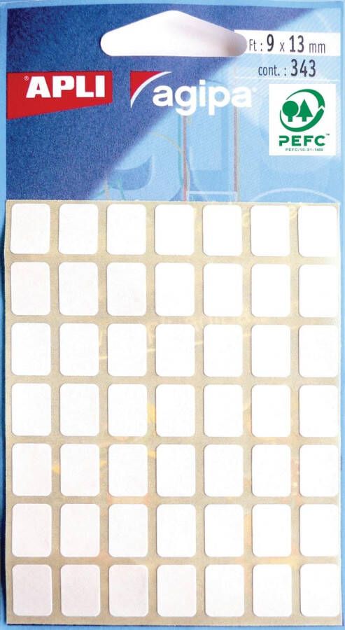 Agipa witte etiketten in etui ft 9 x 13 mm (b x h) 343 stuks 49 per blad