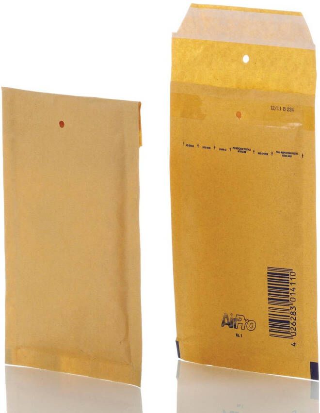 Airpro Bong luchtkussenenveloppen ft 100 x 165 mm met stripsluiting doos van 200 stuks bruin