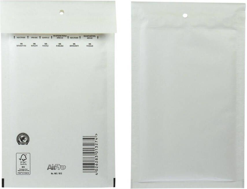 Airpro Bong luchtkussenenveloppen ft 120 x 215 mm met stripsluiting doos van 200 stuks wit