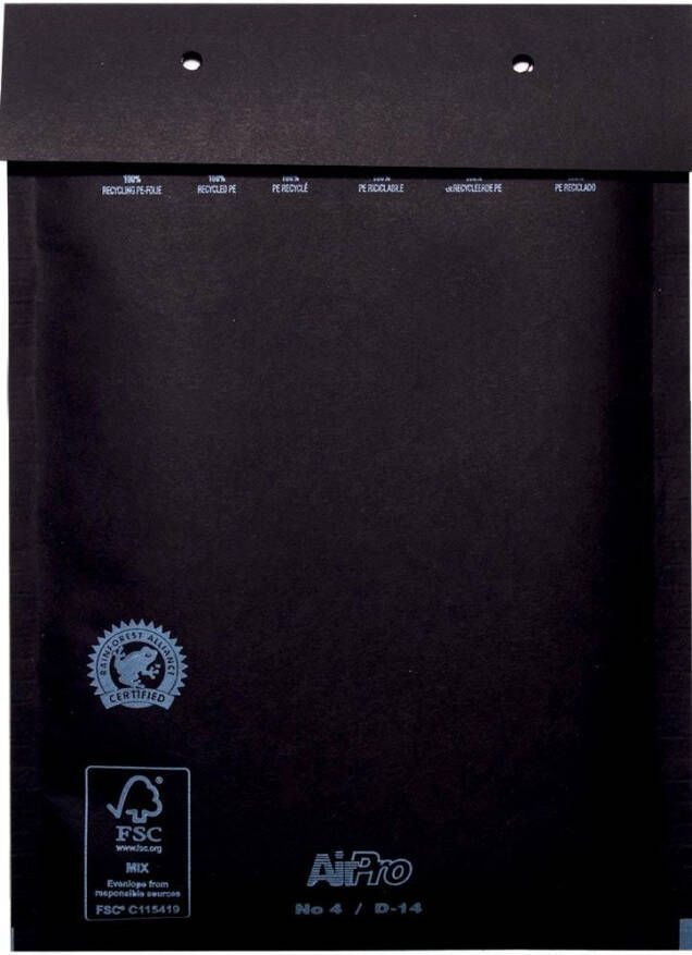 Airpro Luchtkussenenveloppen 180x265 mm doos van 100 stuks zwart