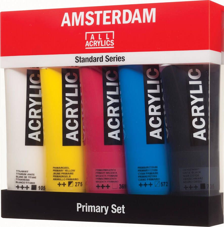 Amsterdam acrylverf tube van 120 ml etui van 5 stuks in primaire kleuren
