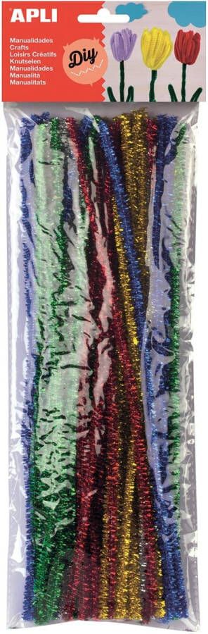 Apli chenilledraad blister met 50 stuks in geassorteerde glossy kleuren