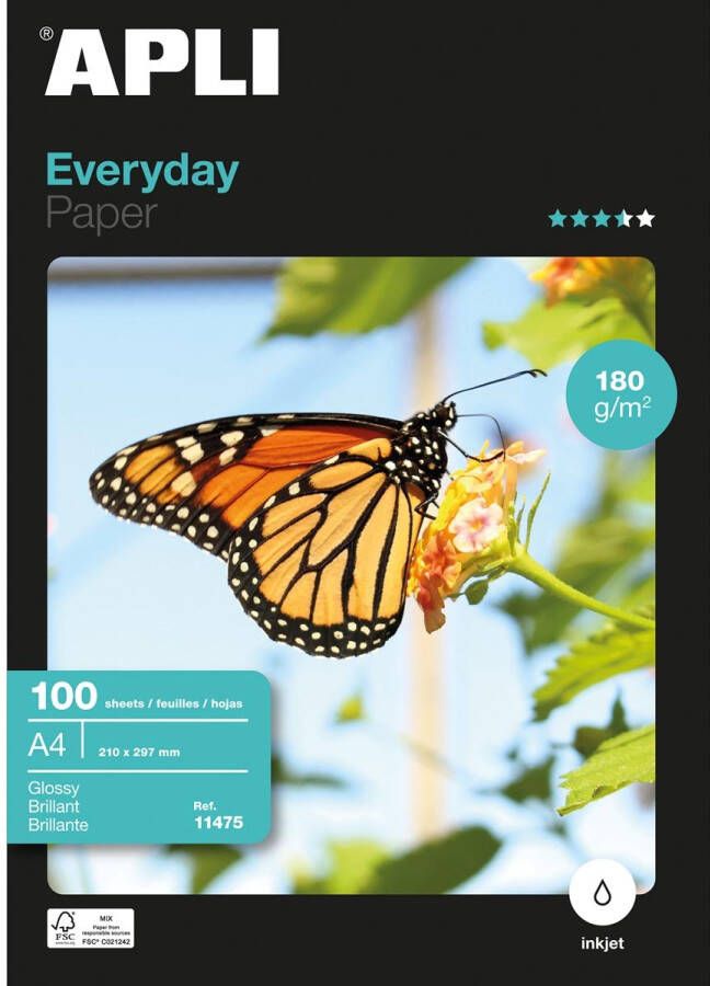 Apli fotopapier Everyday ft A4 180 g pak van 100 vel