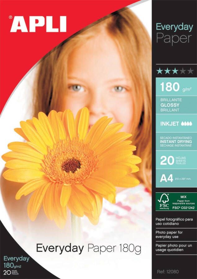 Apli fotopapier Everyday ft A4 180 g pak van 20 vel