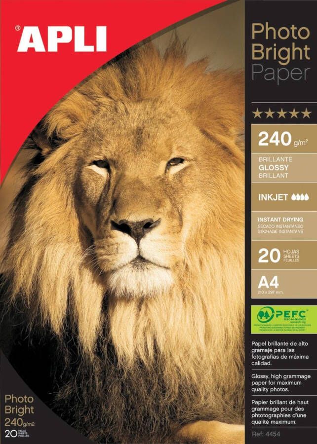 Apli fotopapier Photo Bright ft A4 240 g pak van 20 vel