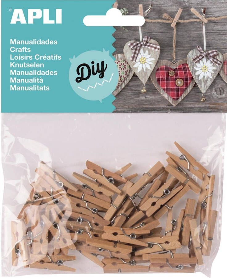 Apli houten mini wasknijpers blister met 45 stuks