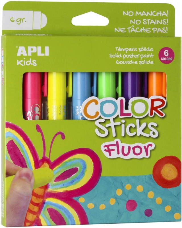 Apli Kids color sticks fluor blister met 6 stuks