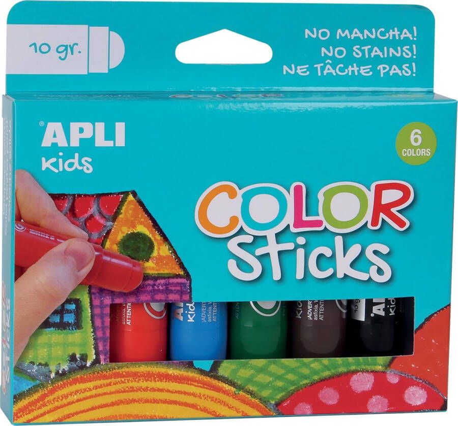 Apli Kids plakkaatverf Color sticks blister met 6 stuks