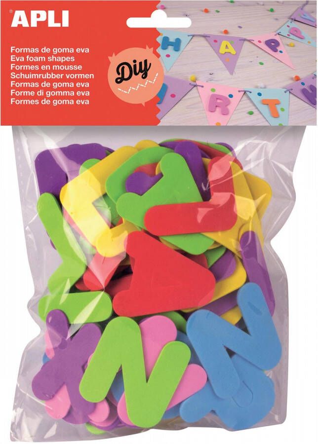 Apli Kids schuimrubber letters blister met 104 stuks in geassorteerde kleuren