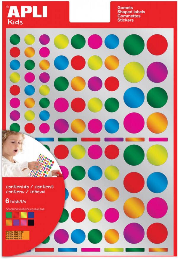 Apli Kids stickers cirkel blister met 624 stuks in geassorteerde metallic kleuren en groottes