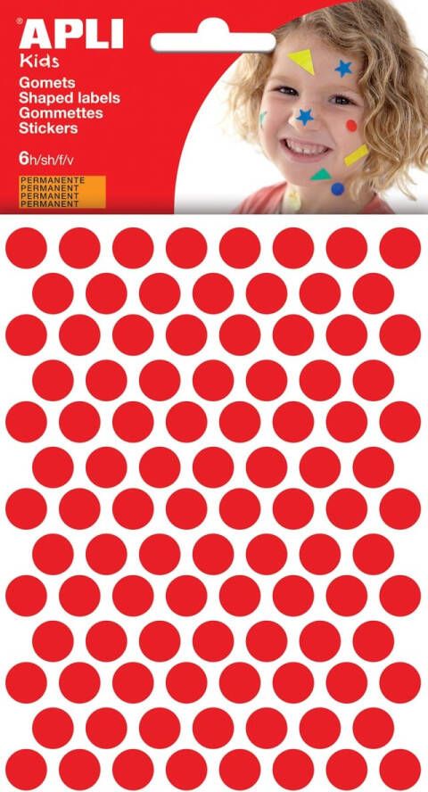 Apli Kids stickers cirkel diameter 10 5 mm blister met 528 stuks rood