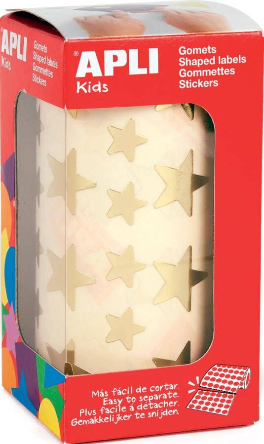 Apli Kids stickers op rol ster 2360 stuks metallic goud