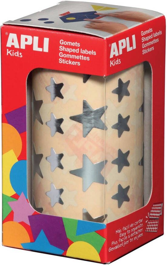 Apli Kids stickers op rol ster 2360 stuks metallic zilver